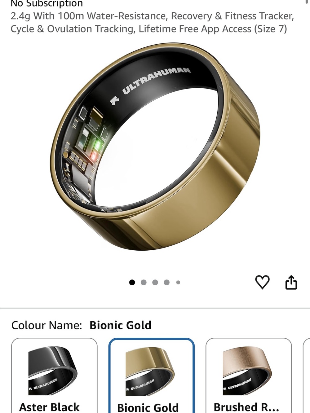 Ultrahuman Gold Smart Ring — Bionic Gold Activity Tracker